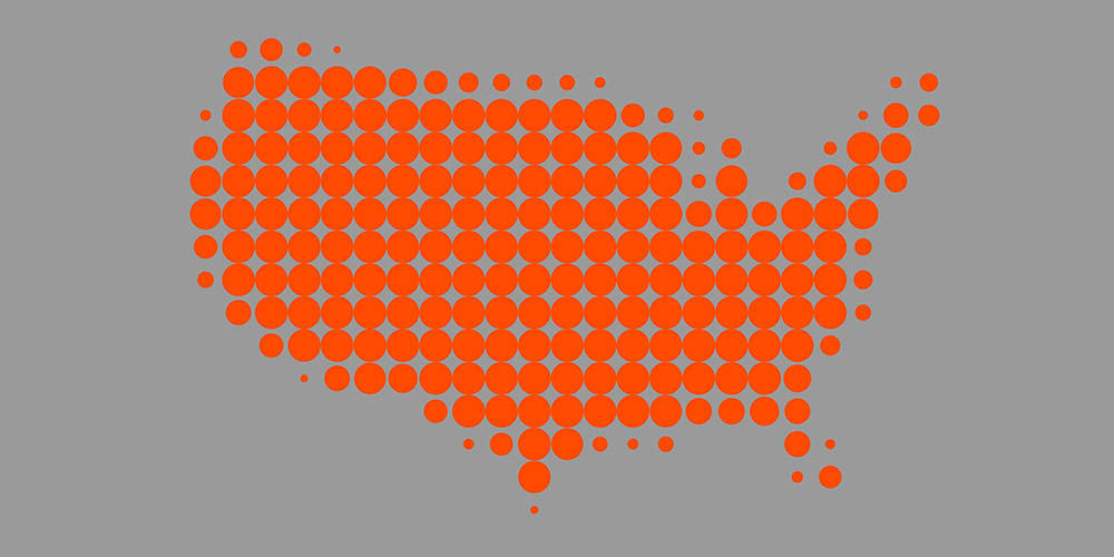 В США выпустили карту активности жителей разных штатов